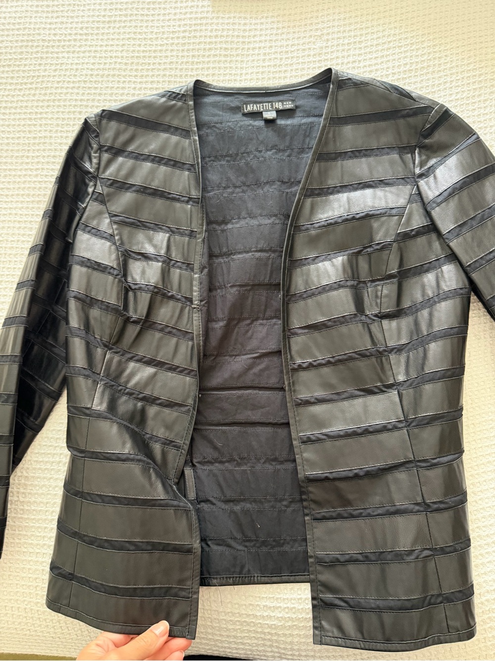 🗽Lafayette 148 New York Leather Open Blazer